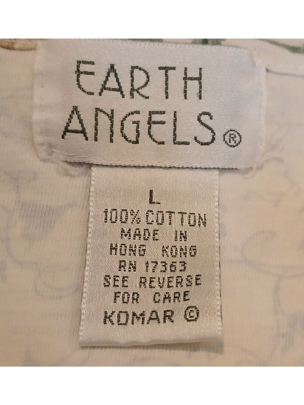 Earth Angels Floral Nightgown Large 100% Cotton Lace Trim VTG Made Hong Kong D33 - Picture 2 of 6